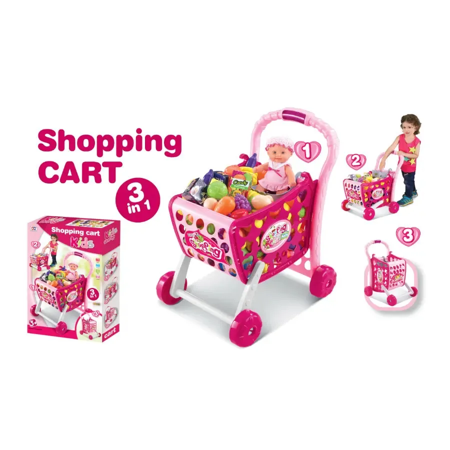 Kids Supermarket Shopping Trolley & Accessories with Light & Sound Toy