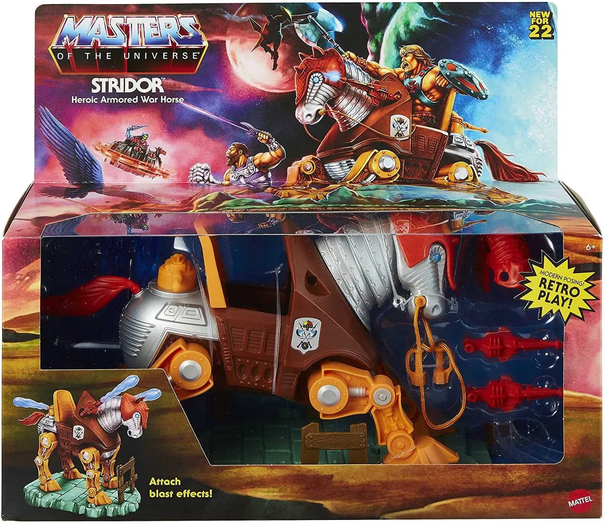 Masters of the Universe Origins Stridor Figure with Robot Horse, Launcher and 3 Plasma Blasts