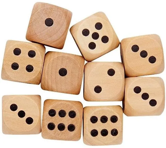 10 Wooden Dice - Big
