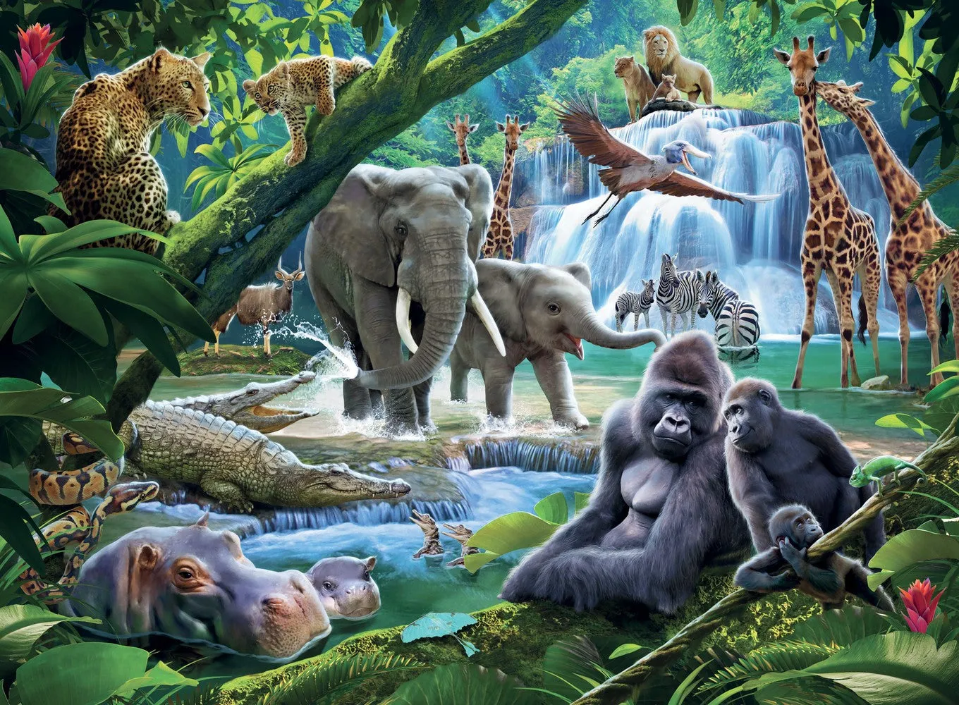 100 Piece Jigsaw Puzzle - Jungle Families XXL