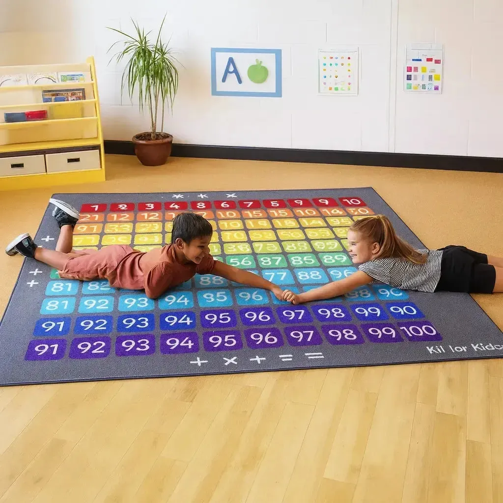 100 Square Counting Grid Carpet