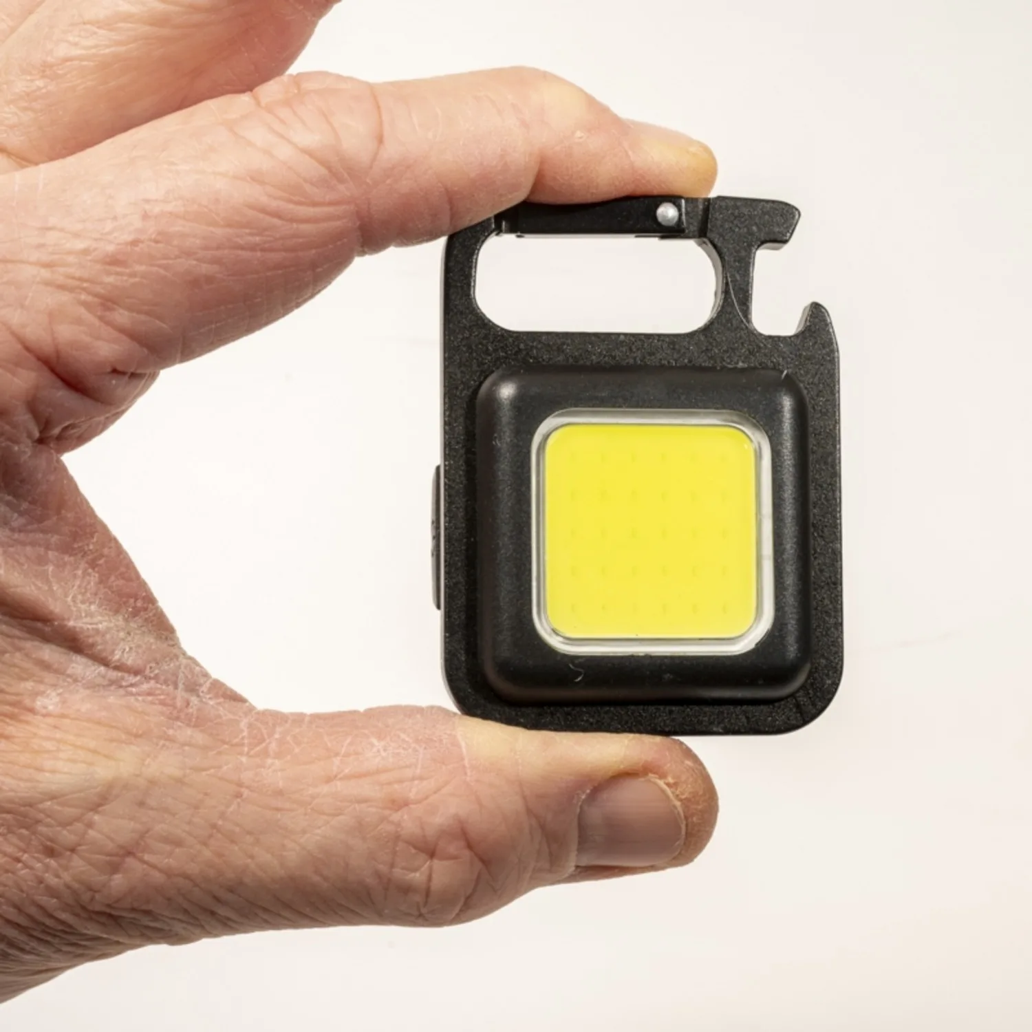 6.5CM Portable Miniature Multi-Light Magnetic LED Rechargeable Work Light with Carabiner Clip and 4 Lighting Modes – Mini Emergency Light Flashlight Torch Cob Keychain LED Light with Bottle Opener Ideal for Home Hiking Camping Dog Walking