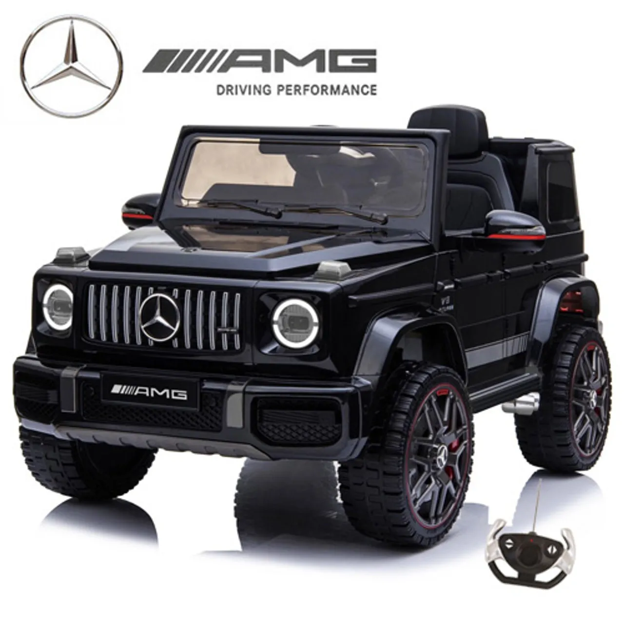 Licensed 12v 2025 Kids Black Mercedes G63 Ride On Electric Jeep