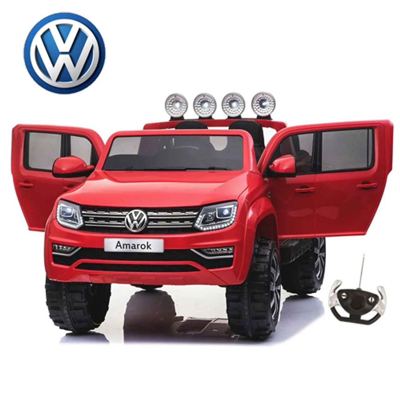 12v Kids Red VW Amarok Jeep with EVA Wheels & Leather Seat