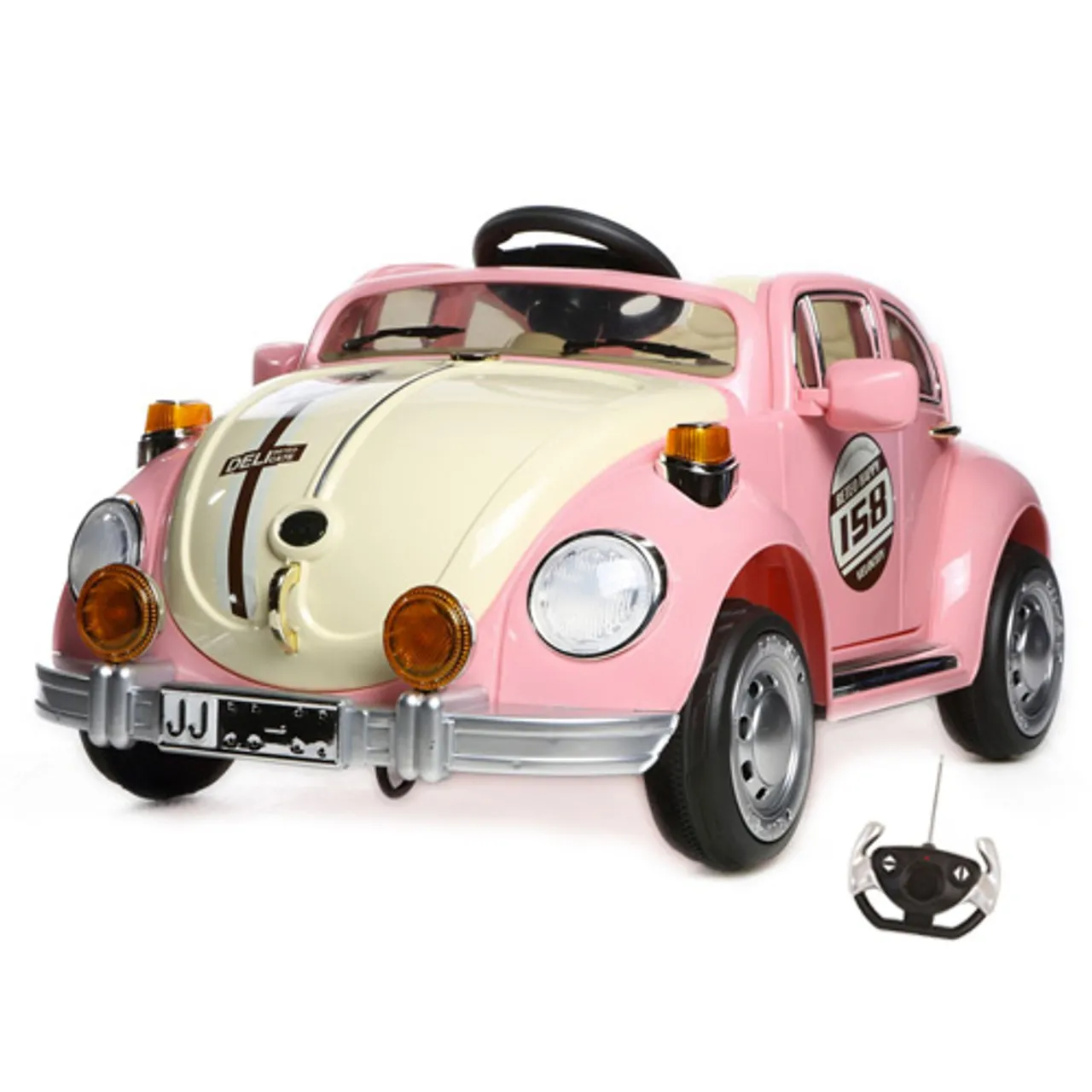 12v VW Beetle Style Pink Retro Ride On Kids Car