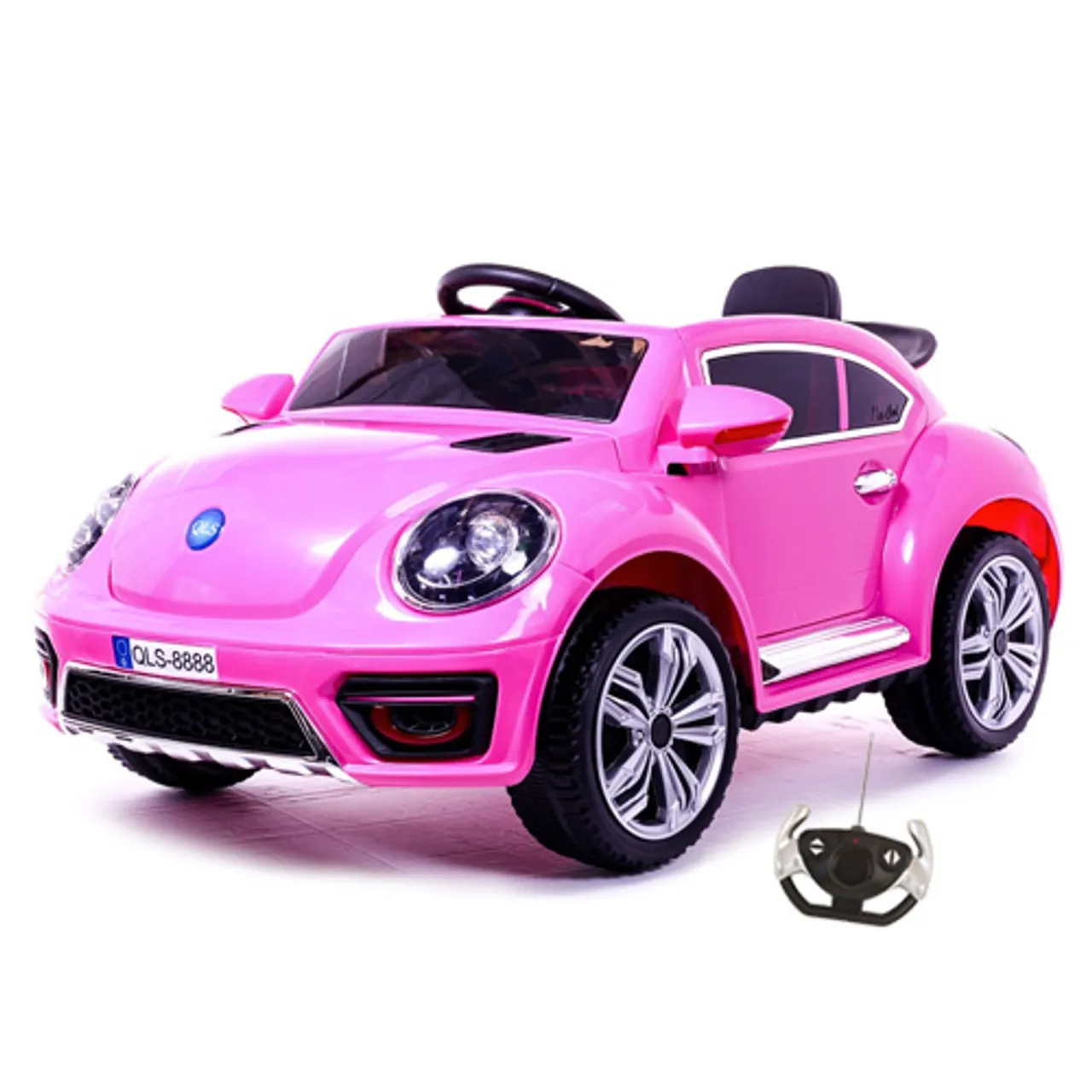12v New Beetle Style Pink Ride On Car with Bluetooth Remote