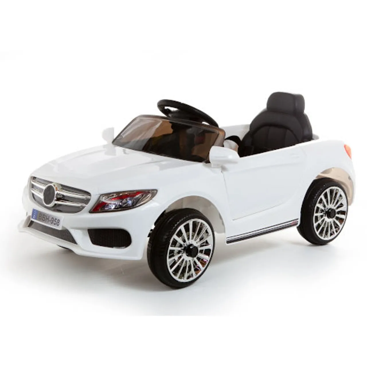 12v White Mercedes Style Super Value Ride on Car with Light, Sounds & Remote