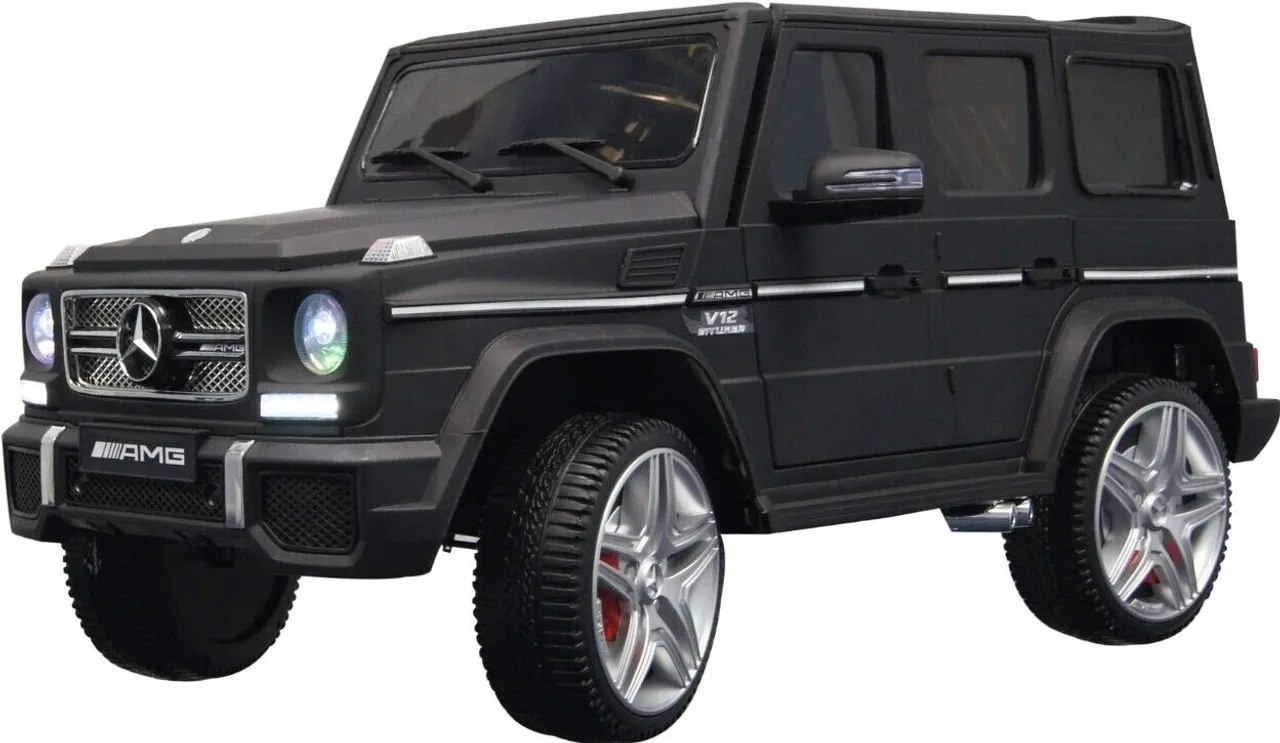 Kids 12v Matte Black G-Wagon Mercedes Sit-On SUV + Leather