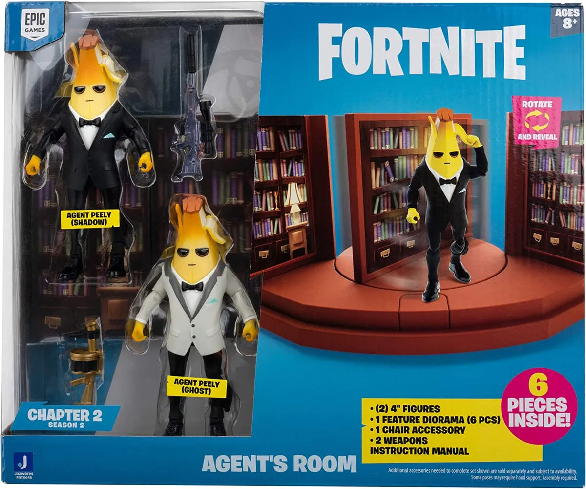 Fortnite Agents Room Playset: includes 2 (4-inch) Articulated Agent Peely Figures