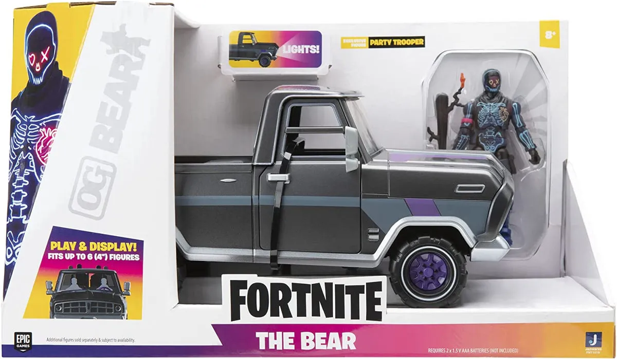 Fortnite The Bear Vehicle Plus 4 inch Party Trooper Articulated Figure with Bash Burner