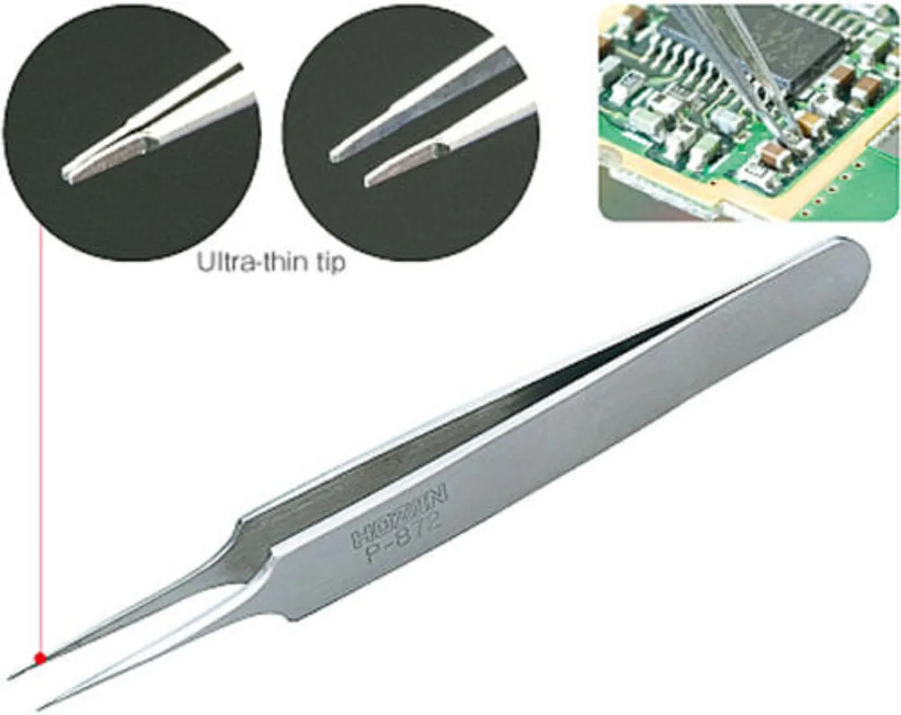 Hozan P-872 TWEEZERS Tip size Width 0.3mm Thickness 0.2mm