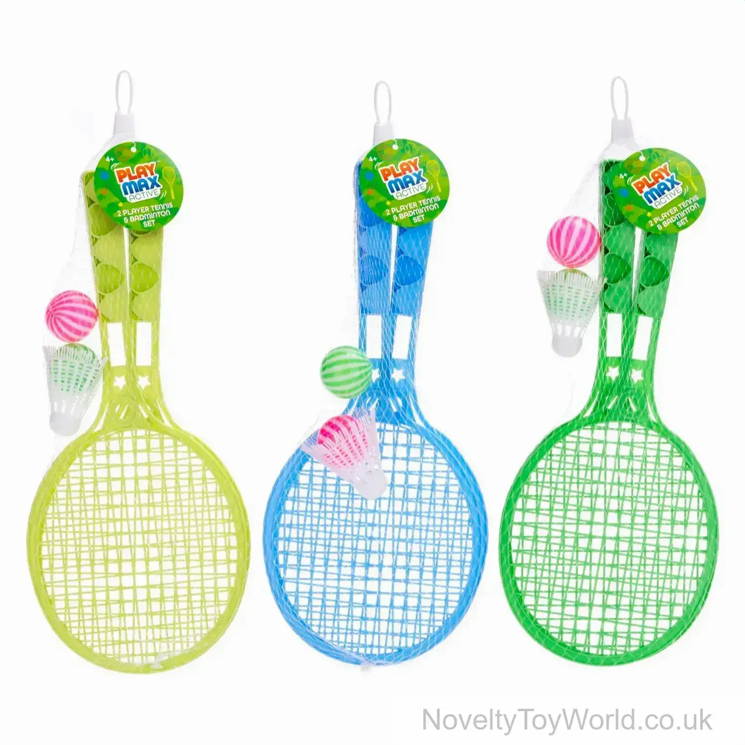 2 Player Plastic Tennis & Badminton Racket Set - 3 Assorted (40cm)