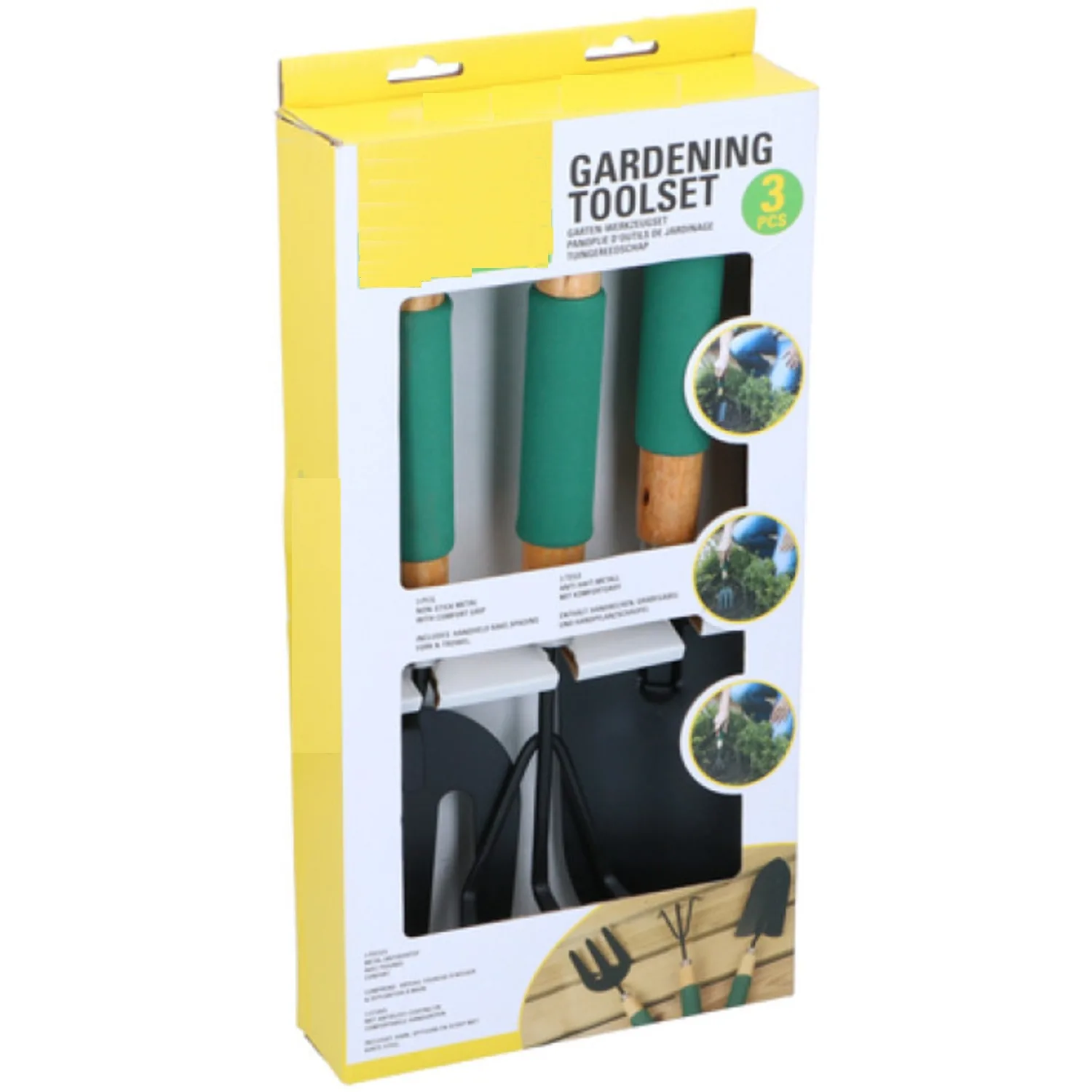 3PCS Lightweight Non-Stick Metal Gardening Tools Set with Comfort Grip Handle Trowel Rake Spading Fork for Adults Elderly Ergonomic Hand Tool Set