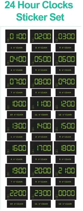 24 Hour Clock Sticker Set