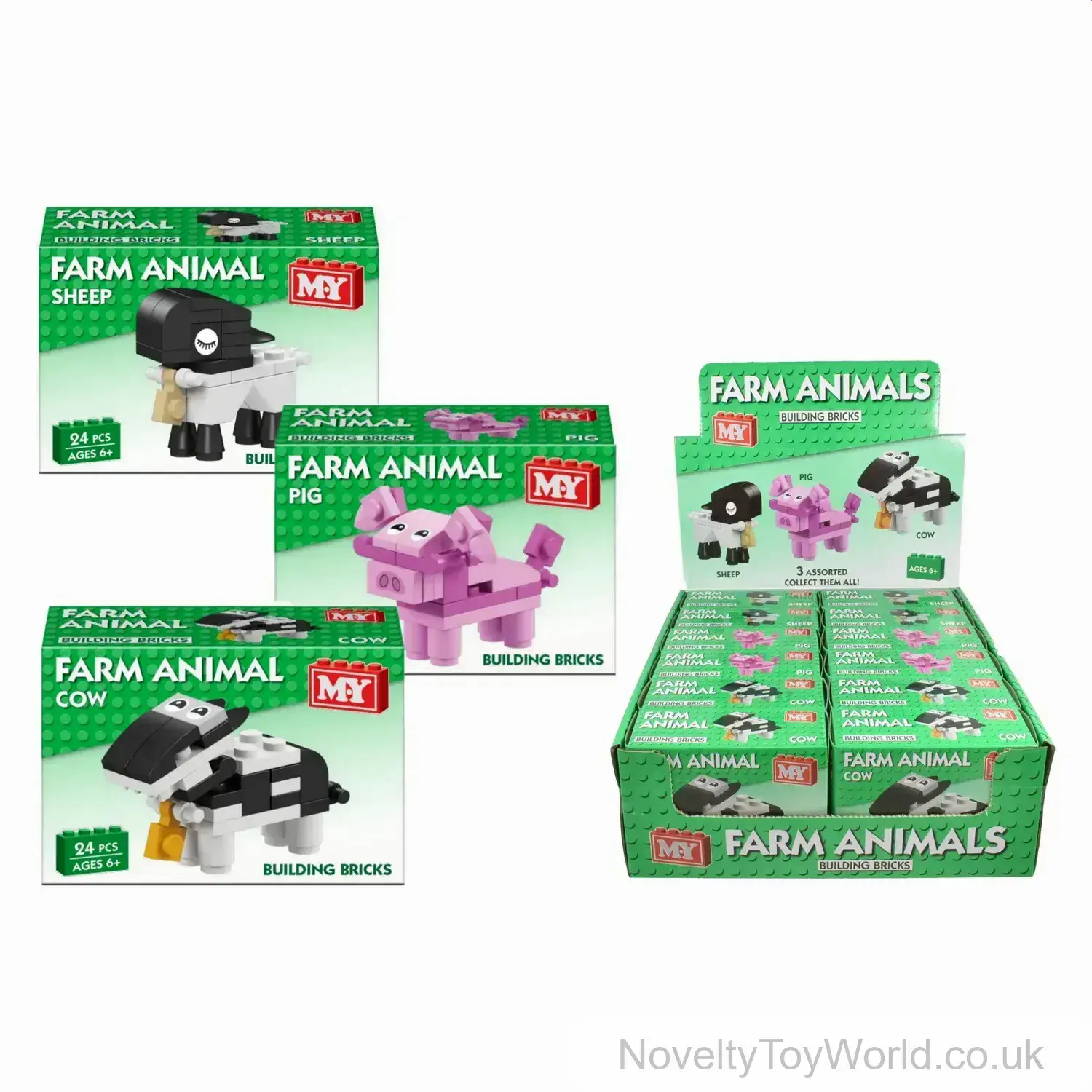 24 Piece Farm Animal Building Bricks Set