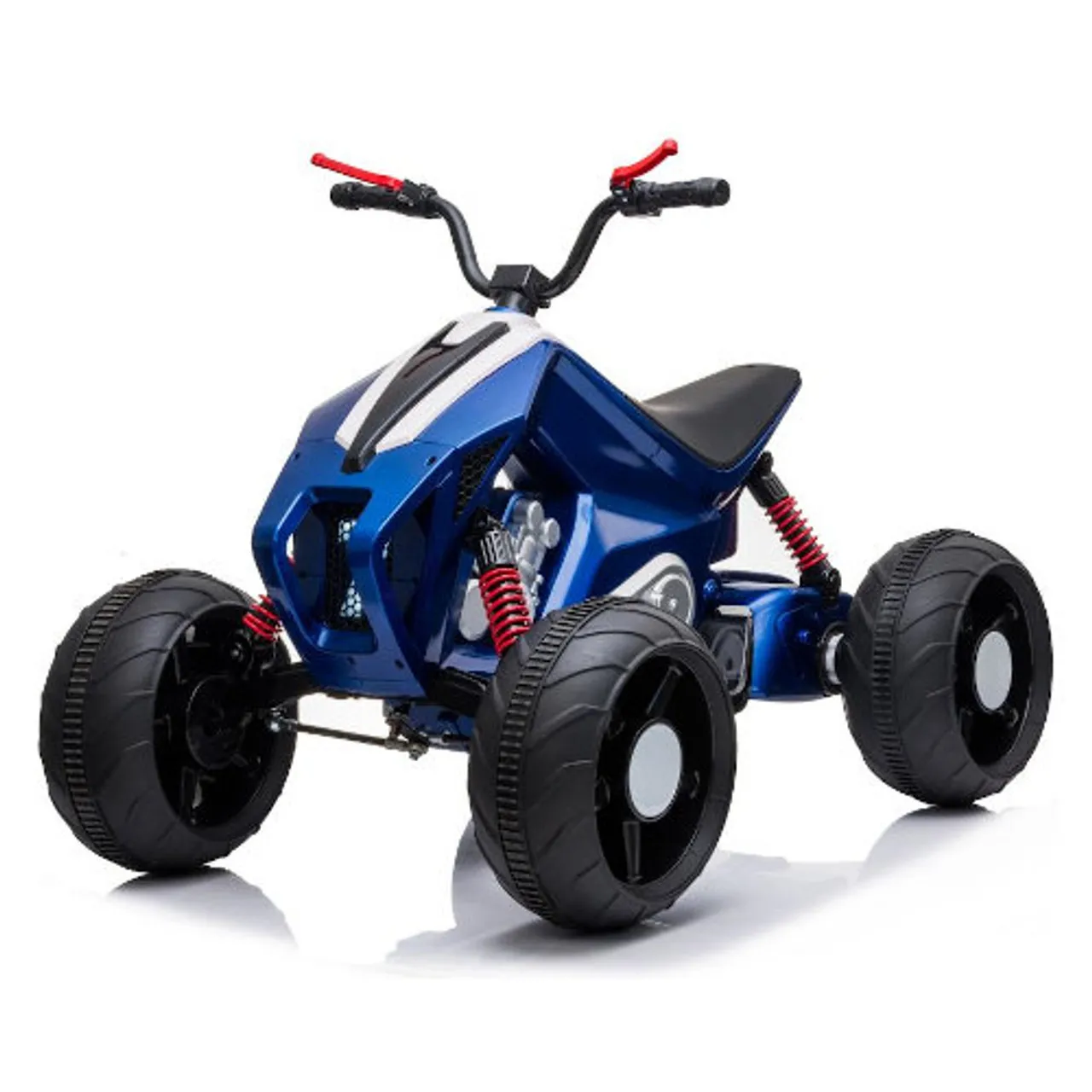 24v Blue Ride on Futuristic Quad Bike with Leather Seat & Eva Tyres