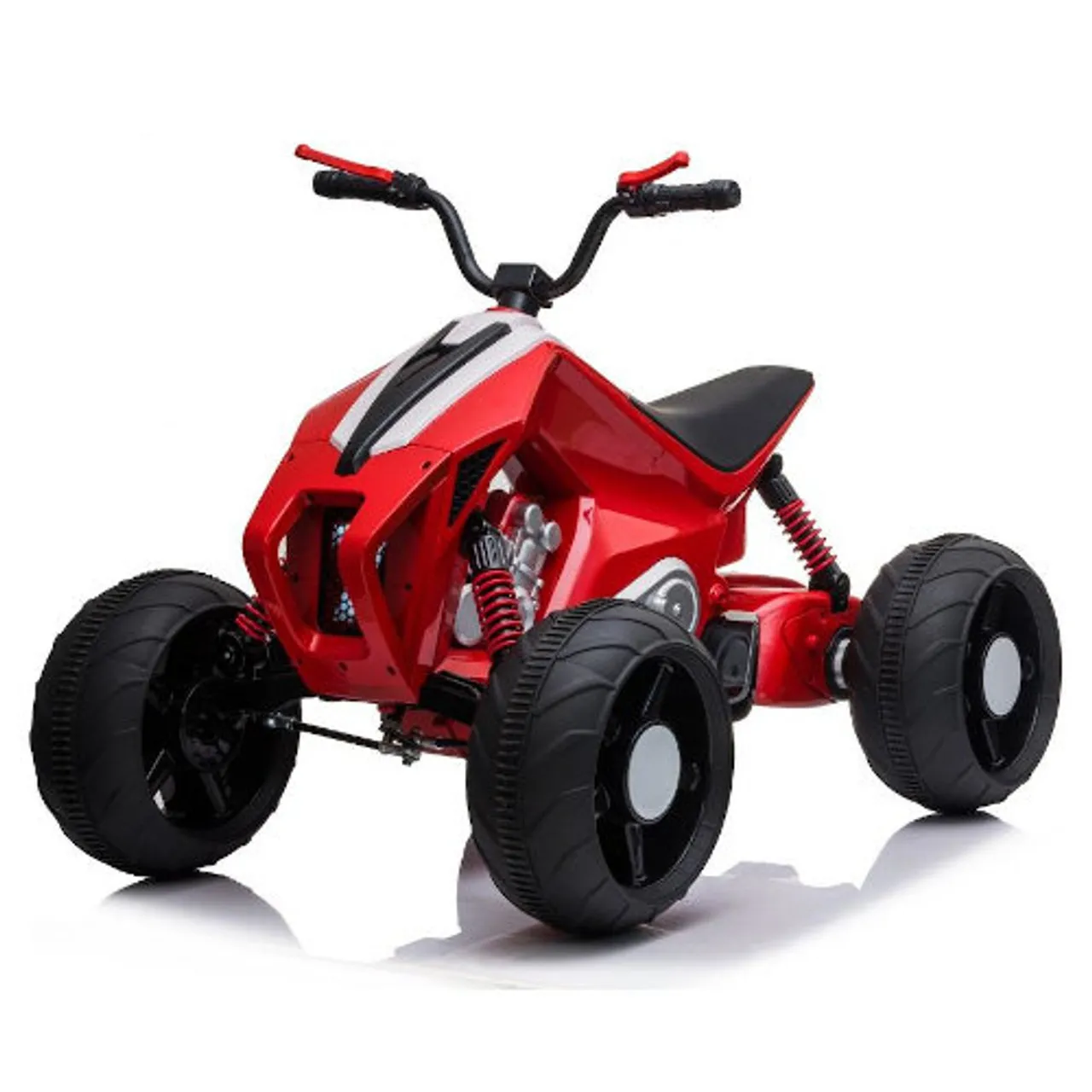 24v Red Ride on Futuristic Quad Bike with Leather Seat & Eva Tyres