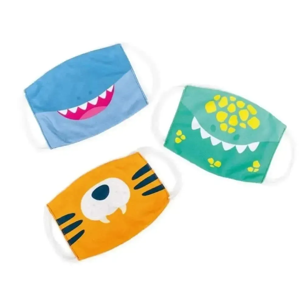 3 Pack Dinosaur, Tiger, Shark Kids Face Mask Set