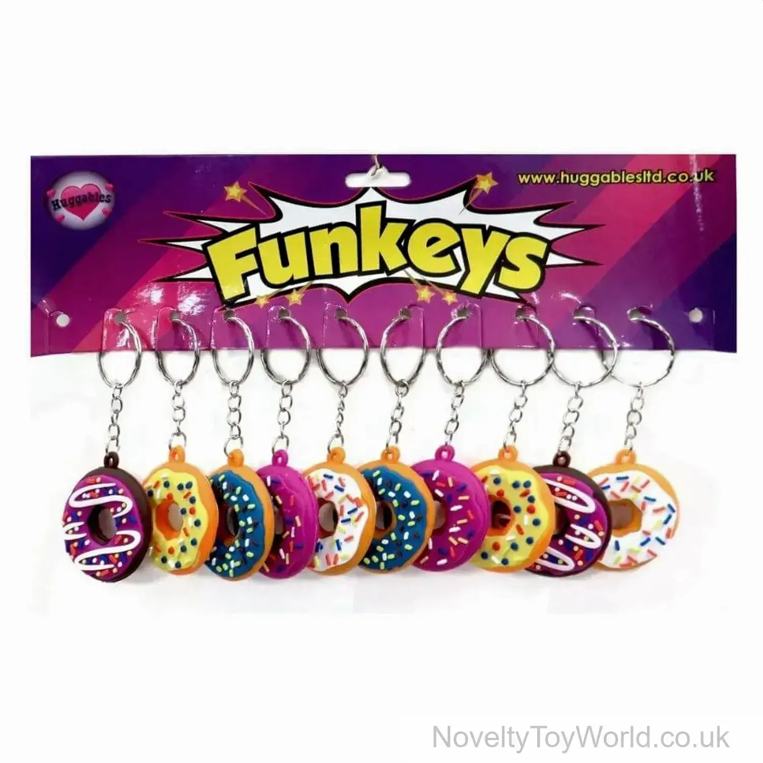 3D Donut Keyring - Solid PVC - 6 Assorted
