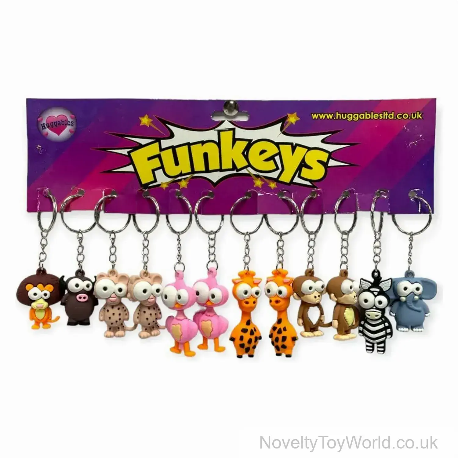 3D Zoo Animal Big Eye Keyring - 8 Assorted