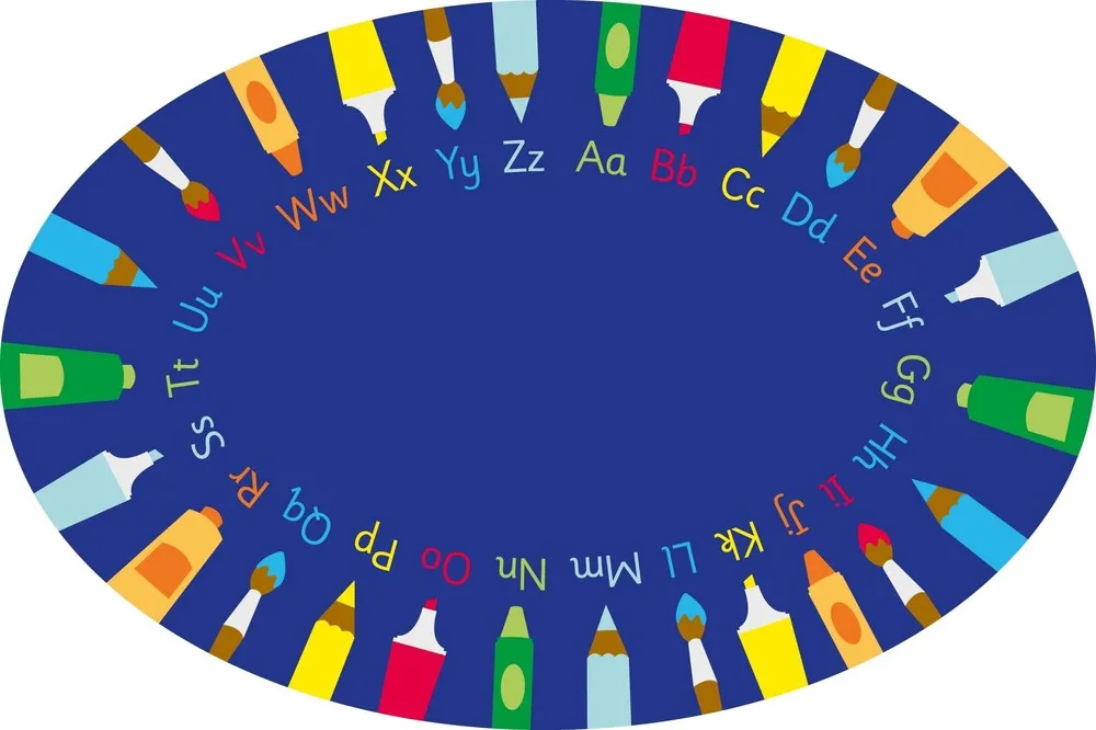 3x2m Oval Pencils Alphabet Carpet