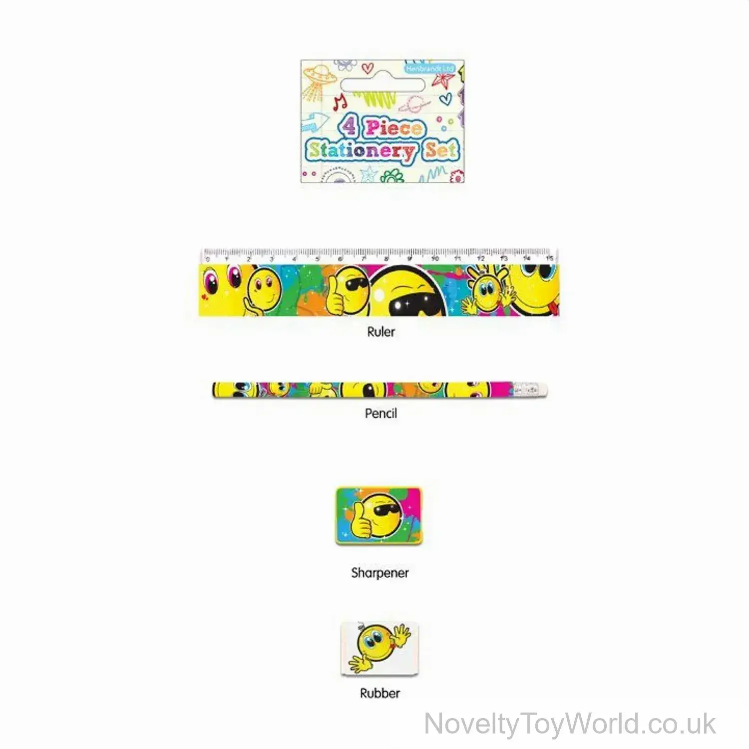 4 Piece Smiley Face Stationery Set