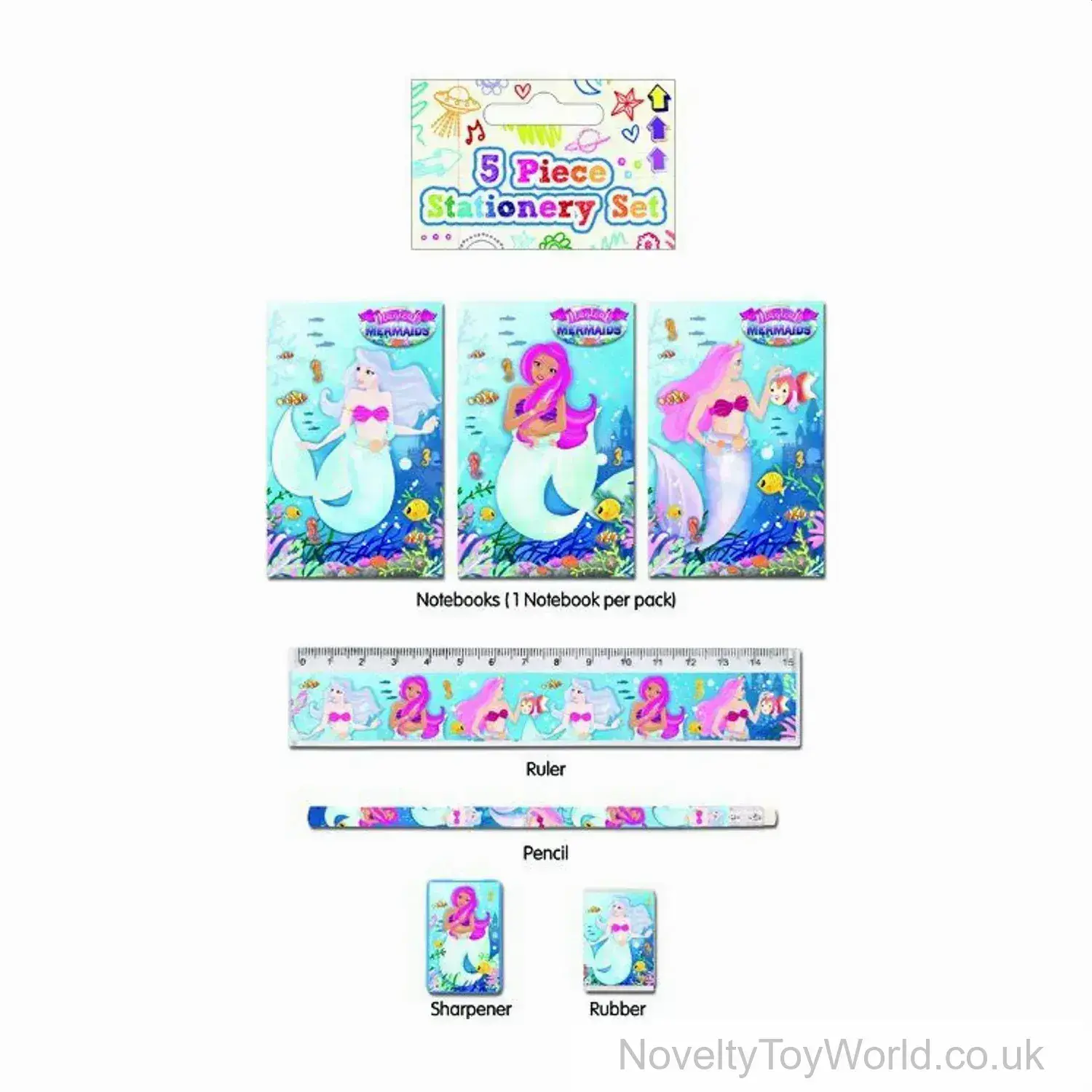 5 Piece Mermaid Stationery Set For Kids