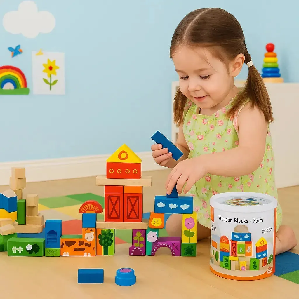 50 Piece Building Blocks Farm Set
