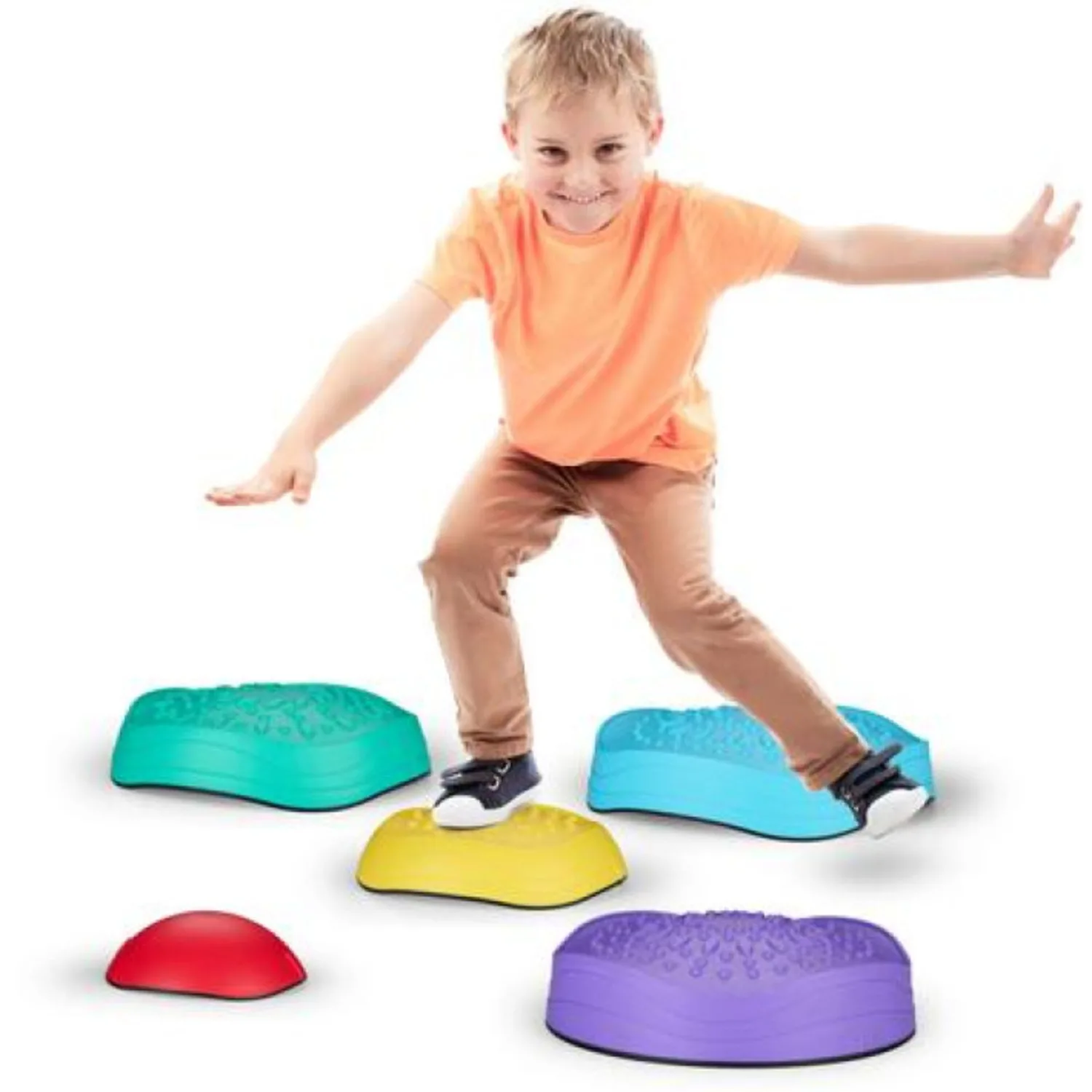 5PCS Sensory Stepping Stones Multi Coloured Different Sizes with Anti-Slip Stoppers Toys for Kids – Stackable Toddler Stepping Stones Sensory Toy Pre-School Toys
