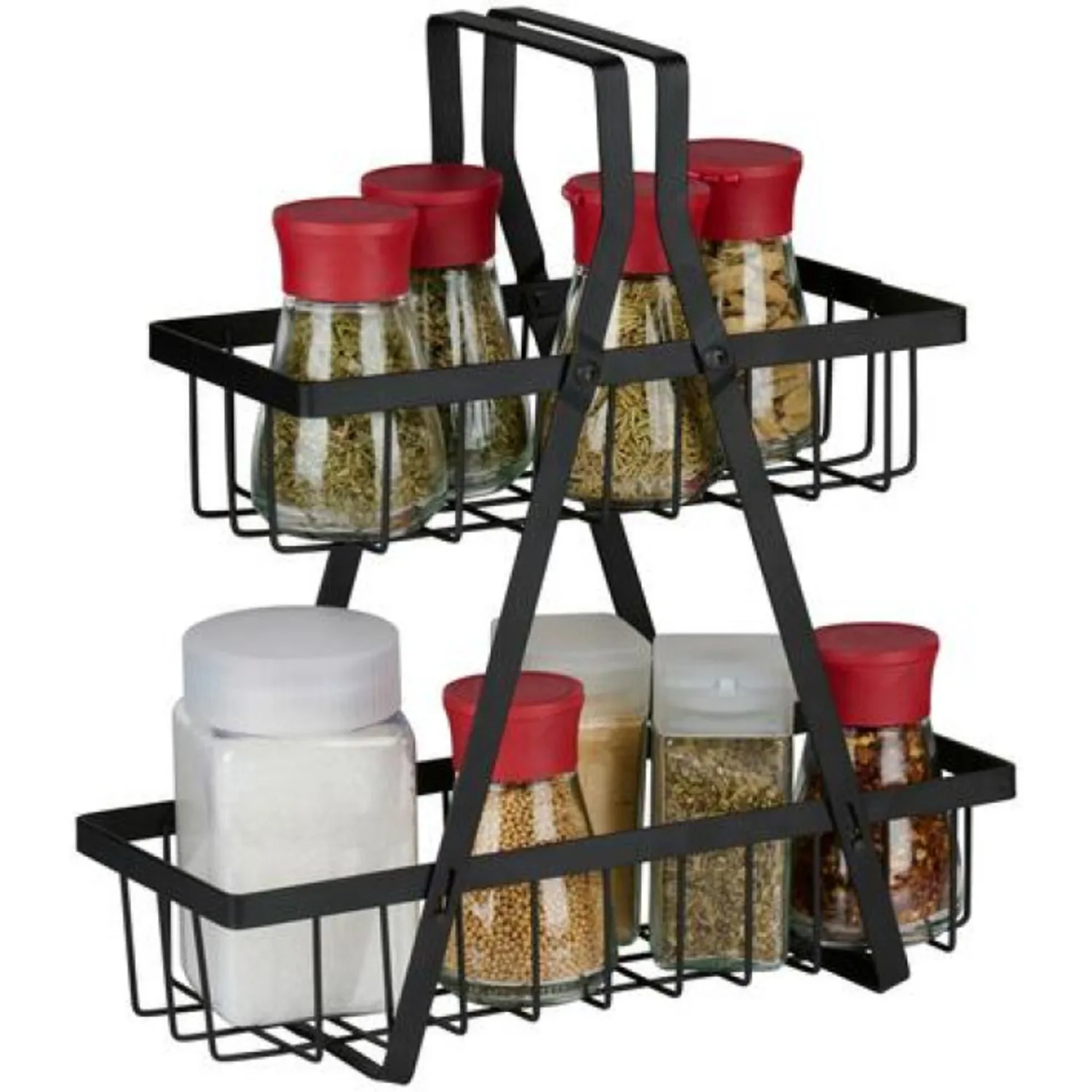 2-Tier Metal Kitchen Storage Rack for Countertops – Space-Saving Iron Shelf Rack for Kitchen Essentials Spices Dishes Utensils