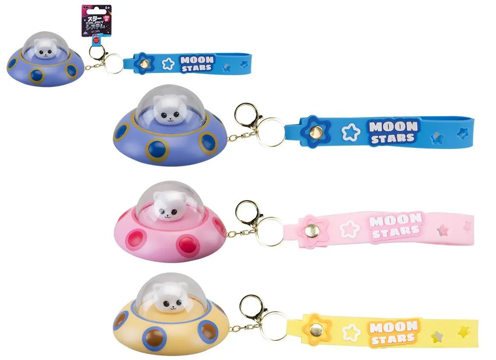 Ufo Light Up Keyring With Strap 6cm