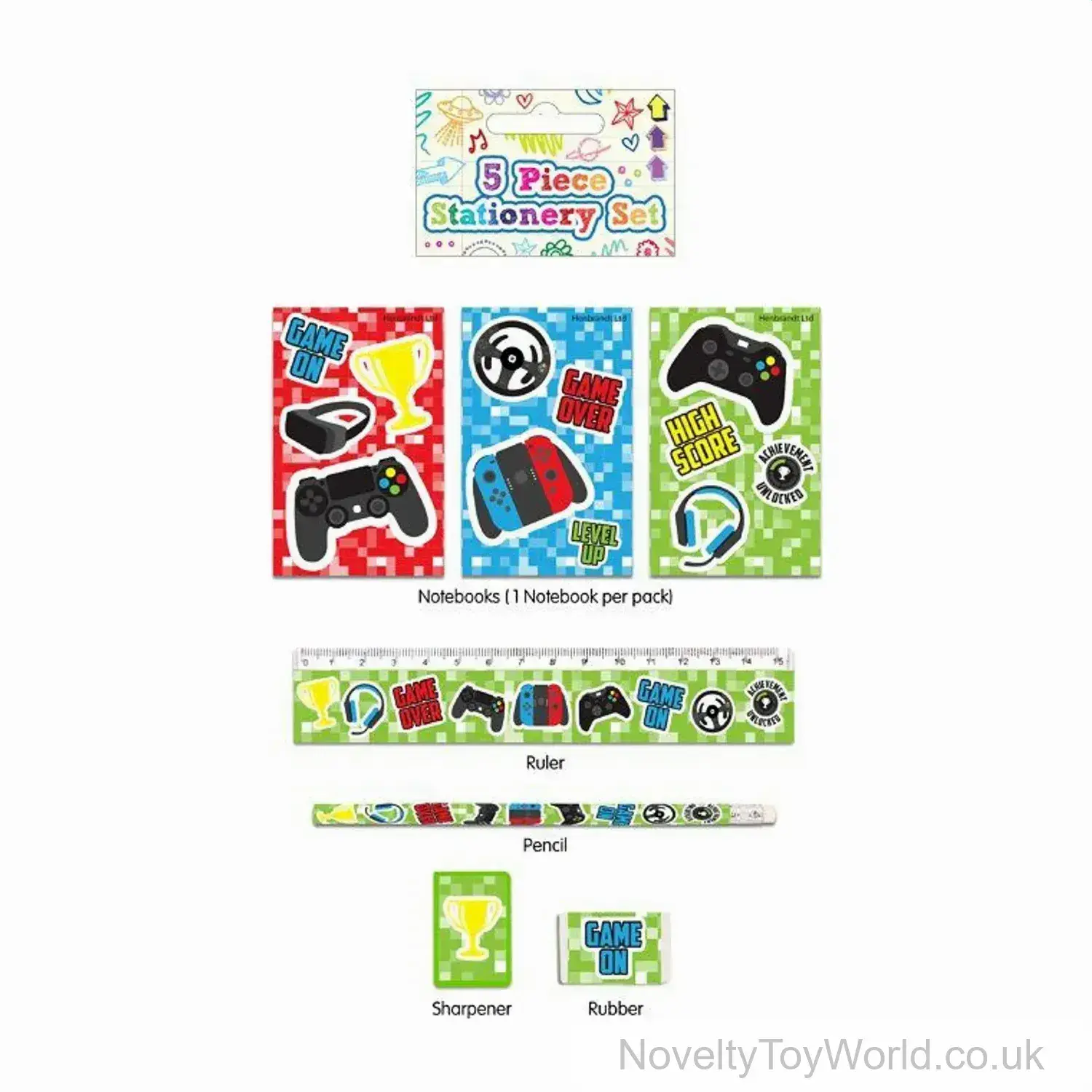 5pc Gamer Themed Stationery Set
