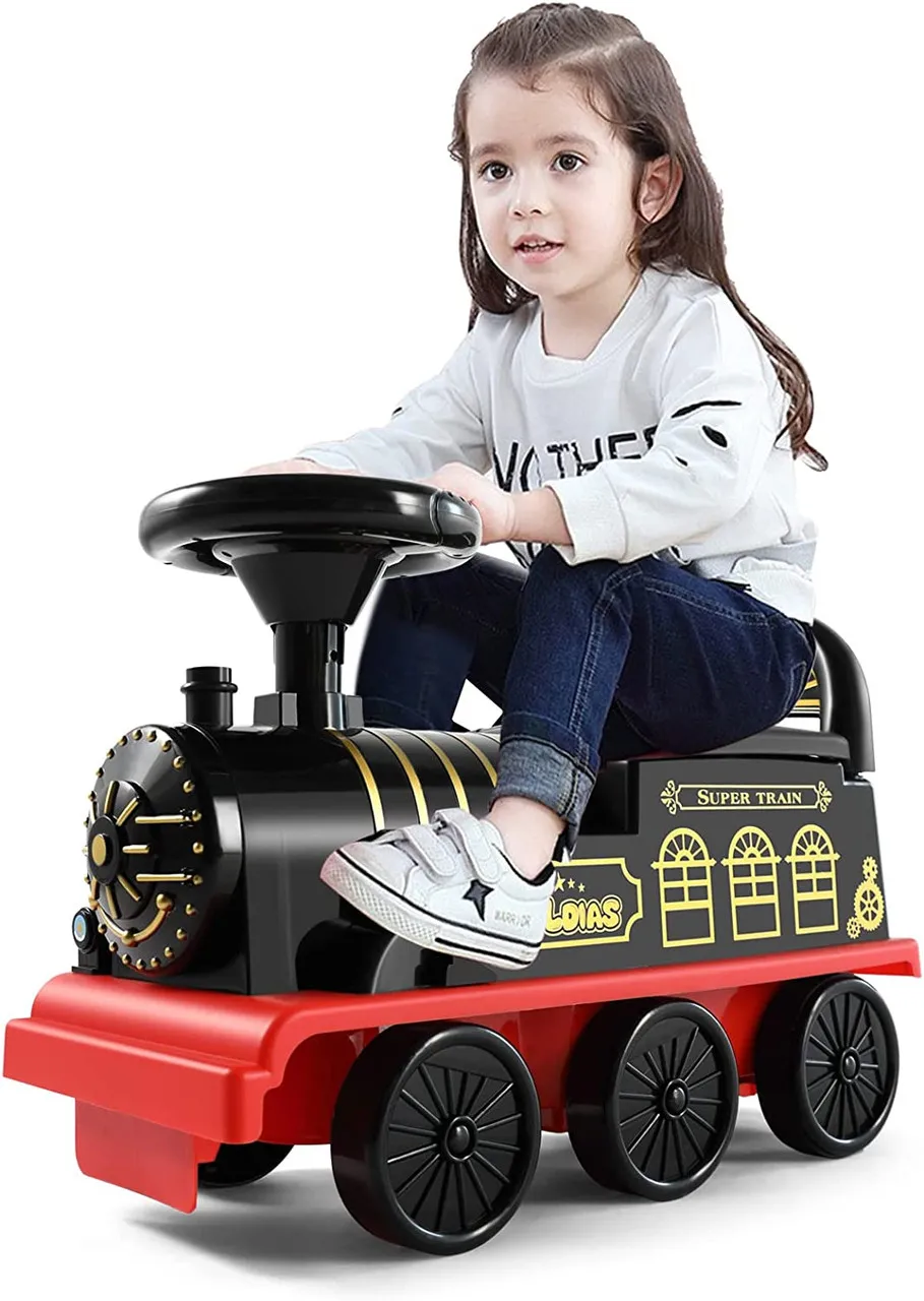 6V Children's Ride-On Battery Powered Train + Sounds & Storage