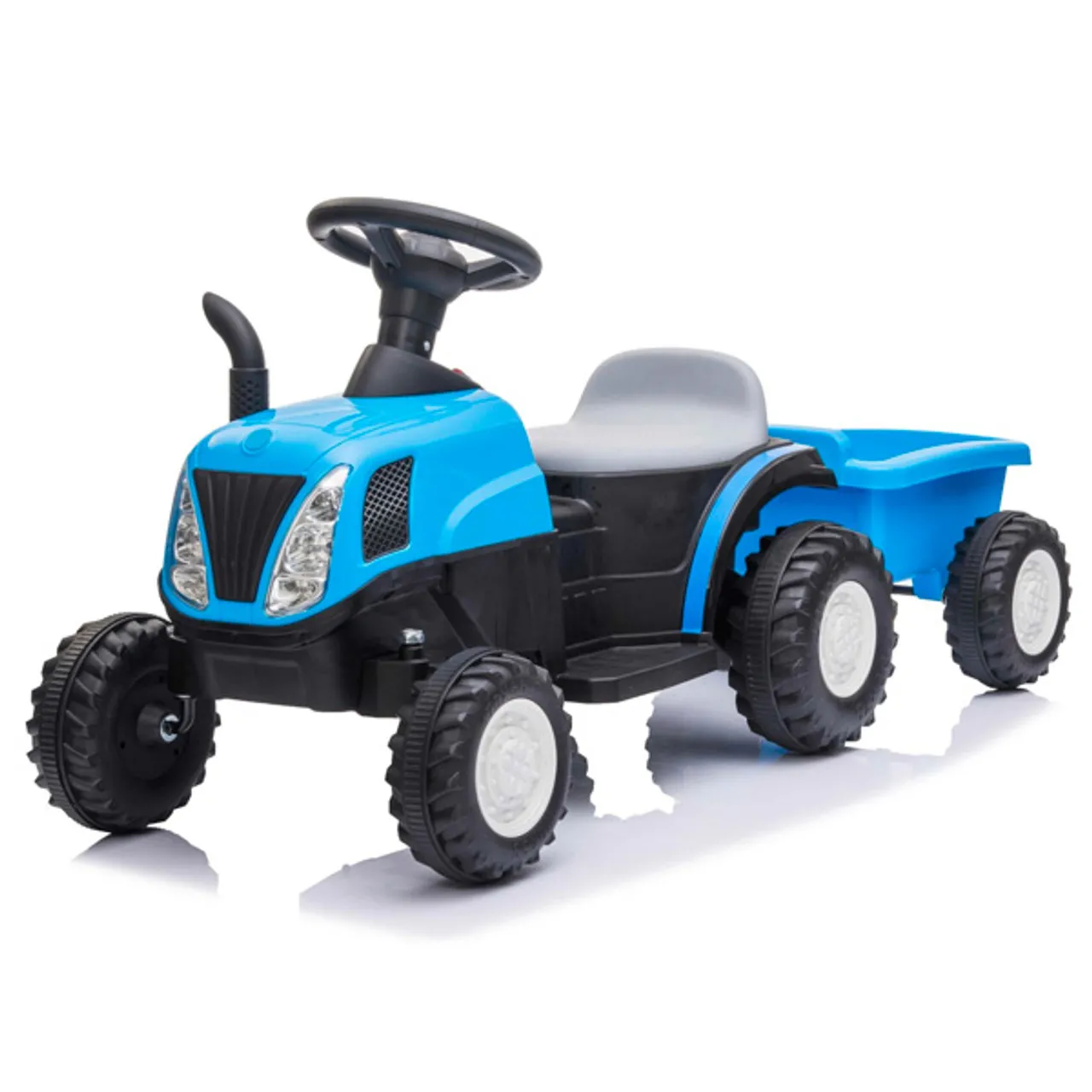 6v Blue Official New Holland Sit On Tractor & Trailer Set Toy