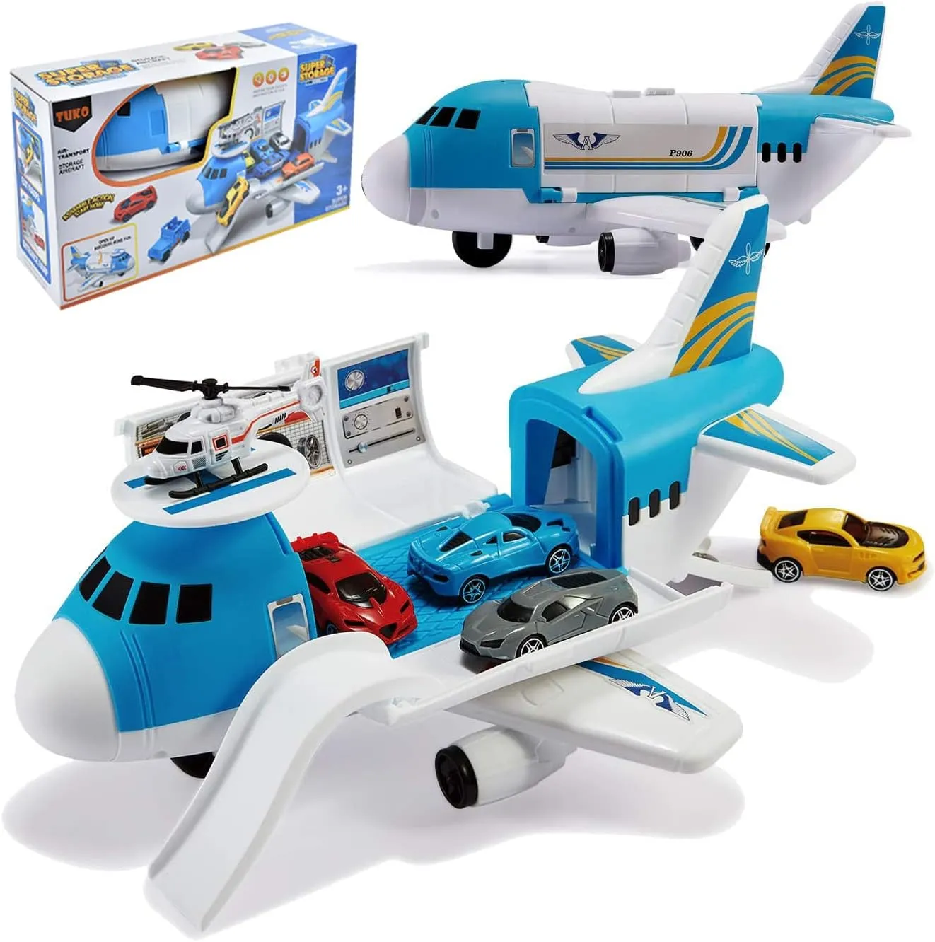Airplane Transport Car Toy Set including Vehicles 2 in 1