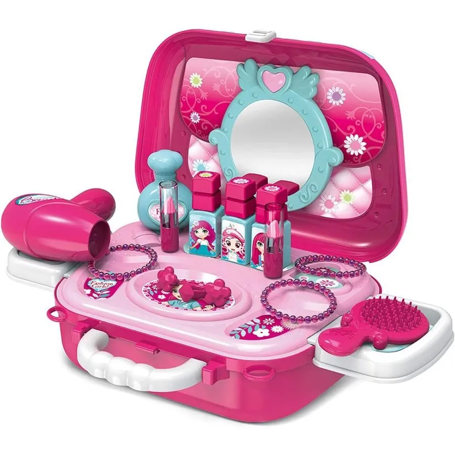 Girls Make Up Set Toy With Cosmetic Bag And Nail Polish Carry Case Playset