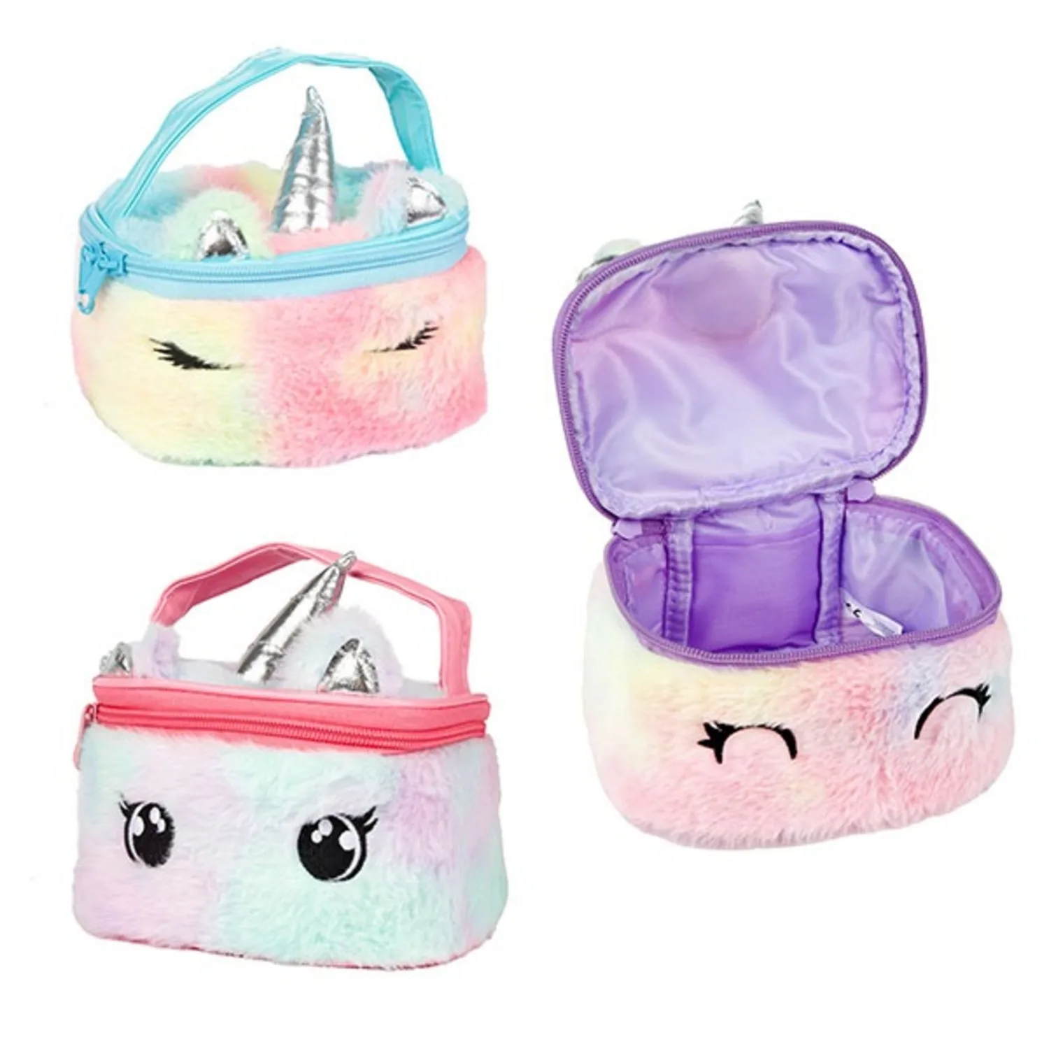 Cute Unicorn Plush Beauty Case Vanity Bag for Kids – Soft and Fluffy Unicorn Makeup Bag for Girls – Magical Unicorn-Themed Beauty Case for Little Girls