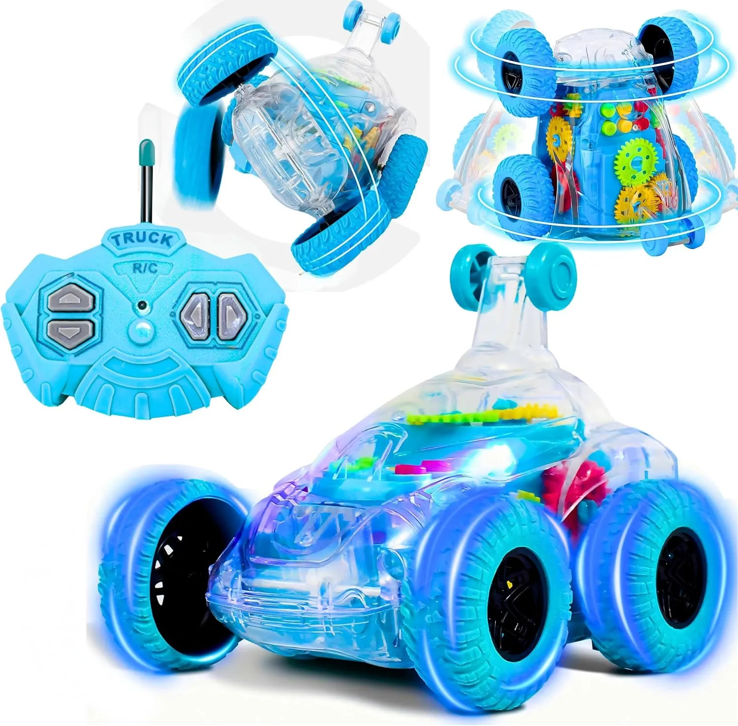 Remote Control Stunt Car, 360° Rotation Flip Vehicle Toy With Colourful LED Light & Music, 2.4 GHz