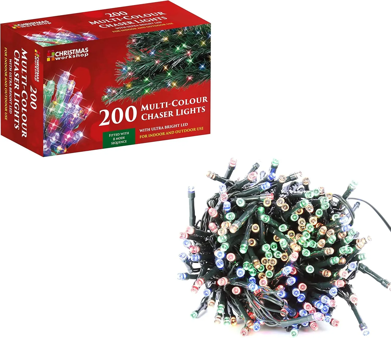 200 Multi Colour LED Christmas Fairy String Chaser Lights