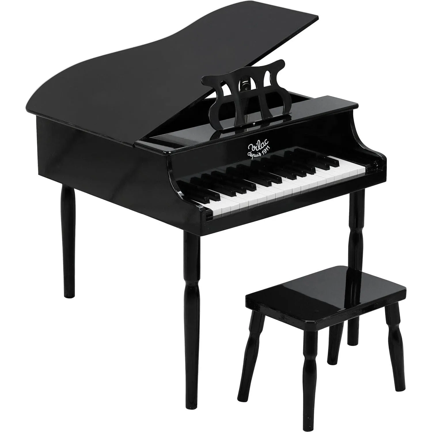 Vilac Wooden Grand Piano & Stool Black