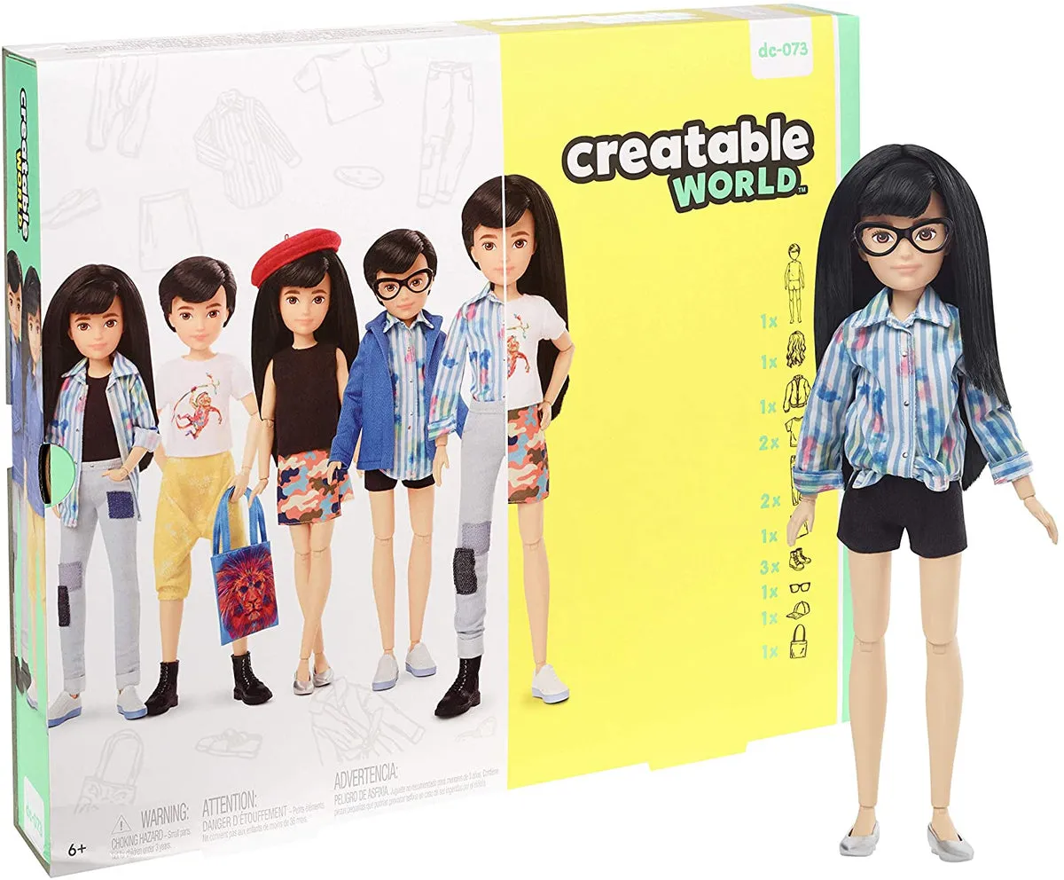 Creatable World Deluxe Character Kit Customizable Doll Black Straight Hair (GGG54)