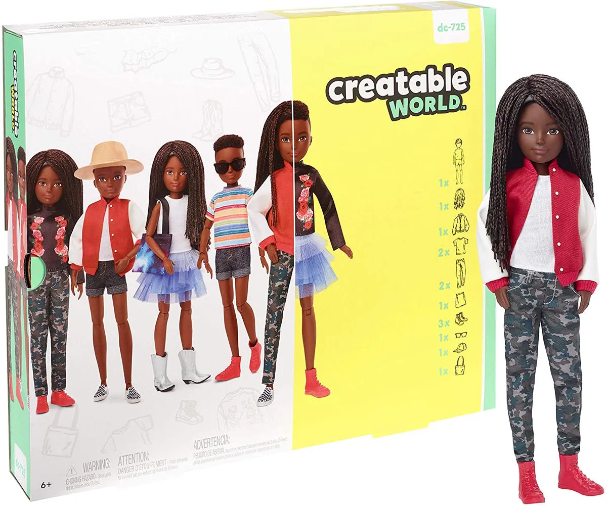 Creatable World Deluxe Character Kit Customisable Doll Black Braided Hair (GGG55)