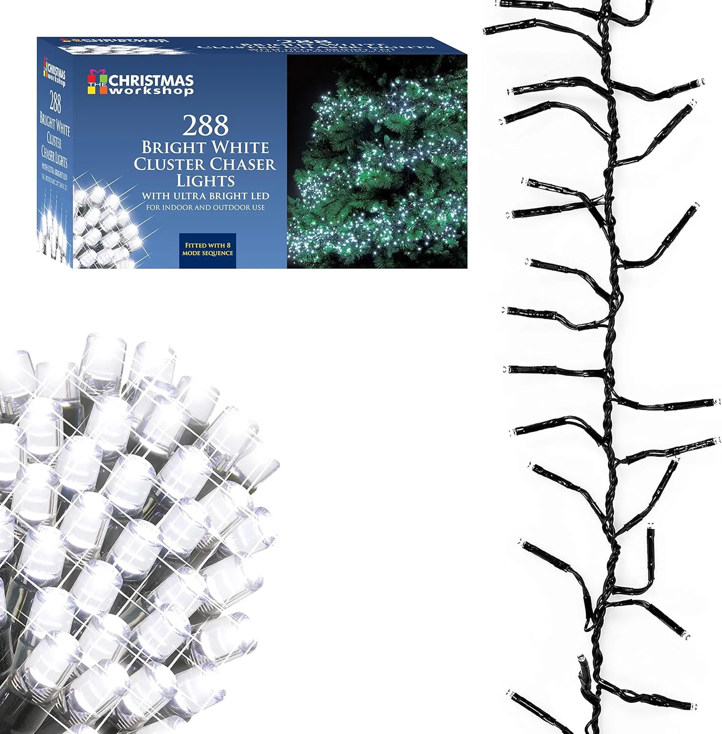 288 White LED Christmas Fairy String Chaser Lights