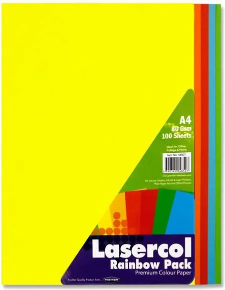 A4 80gsm Colour Paper 100 Sheets - Rainbow