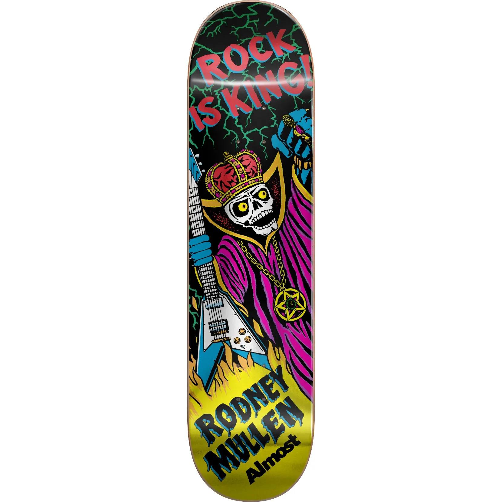 Almost Mullen King R7 Skateboard Deck - Black/White 8"