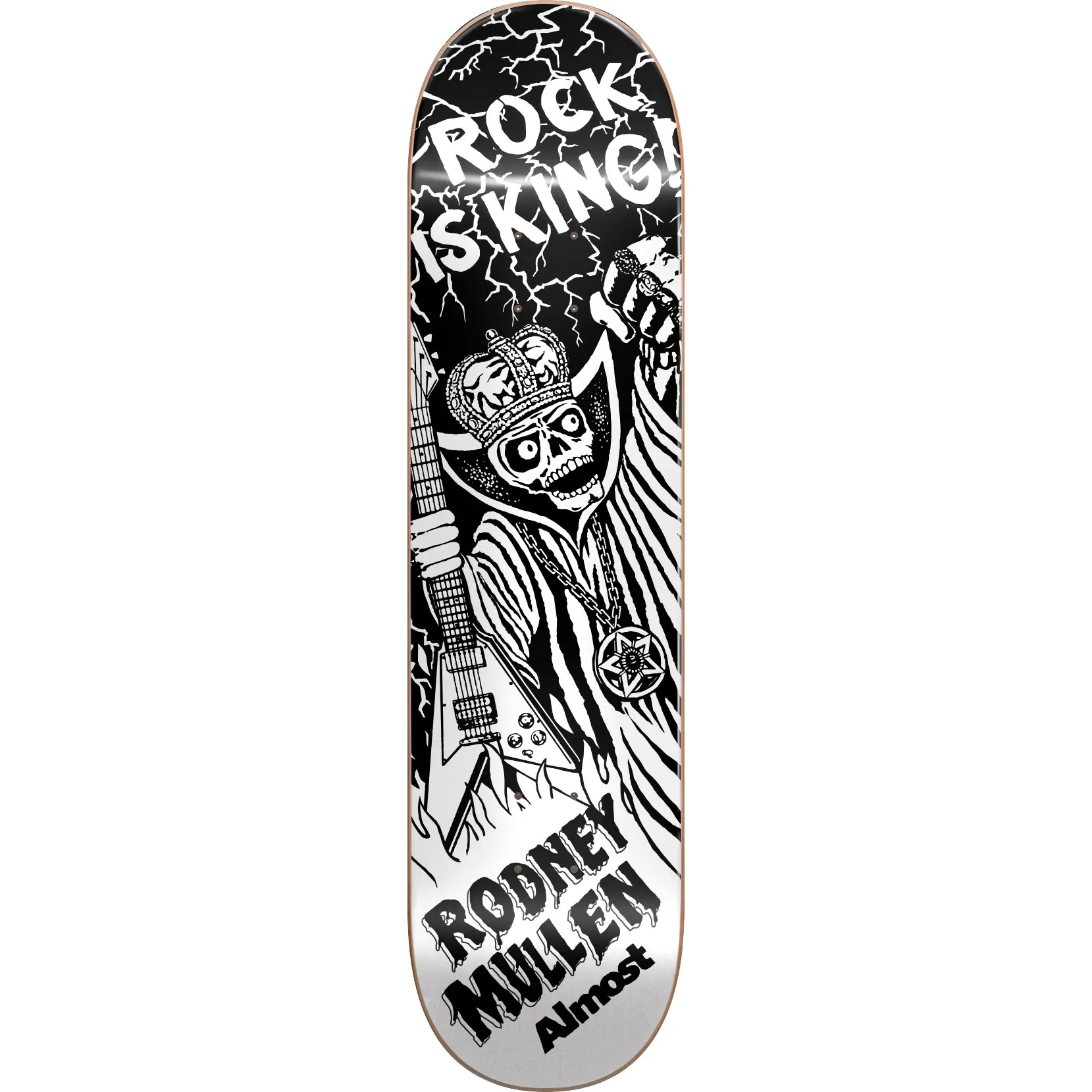 Almost Mullen King R7 Skateboard Deck - Black & White 7.75"
