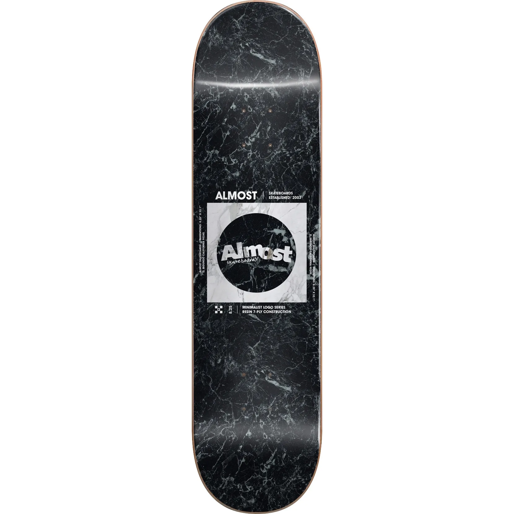Almost Minimalist Skateboard Deck - Black/White 8.25"