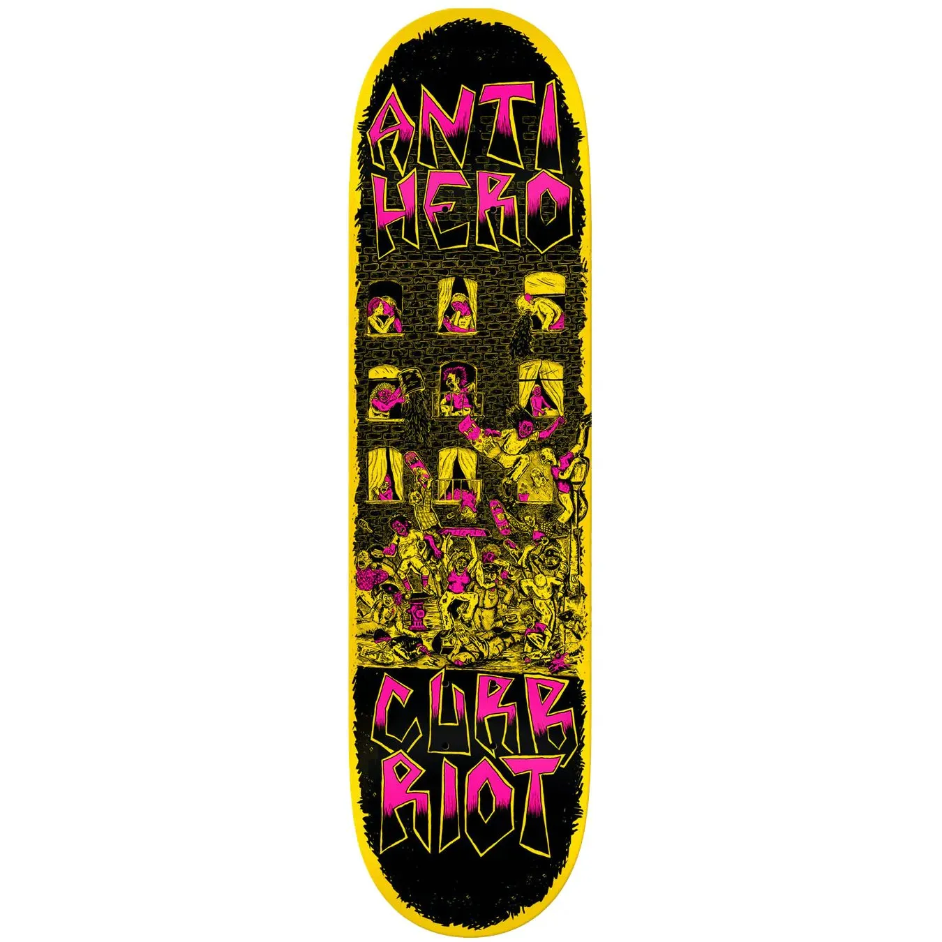 Anti Hero Curb Riot Team Skateboard Deck - Pink 8.5''