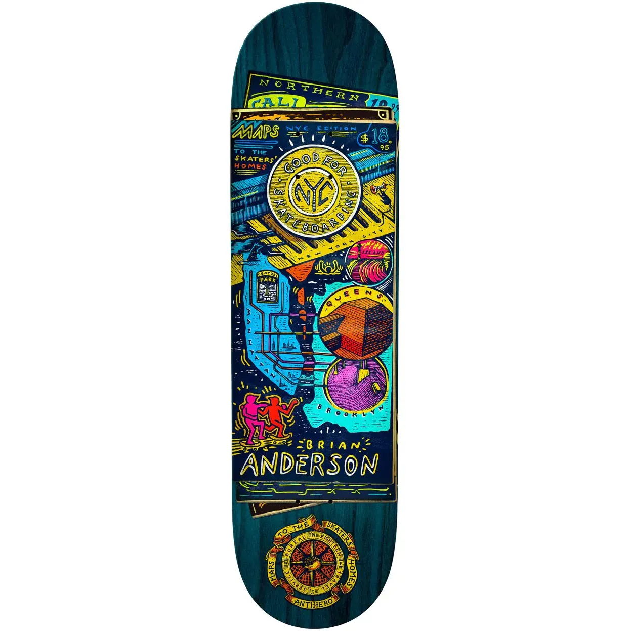 Anti Hero Maps To The Sk8r's Homes Skateboard Deck - B.A. 8.75''
