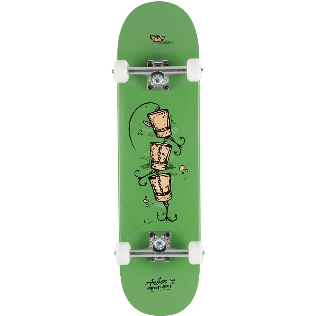 Arbor Street Whiskey Upcycle Complete Skateboard - Green 8''